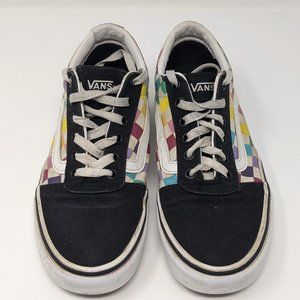 Women's size 7.5 Off the Wall Rainbow Checkered Vans